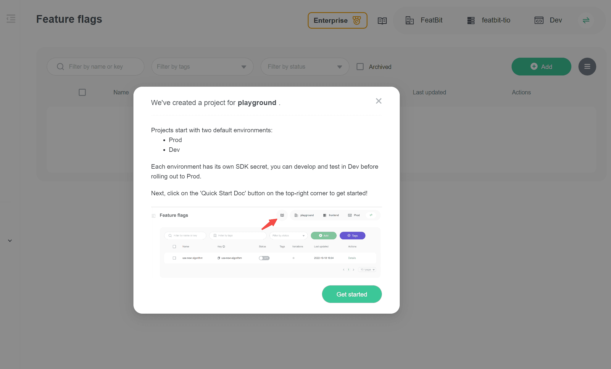 Onboarding dialog