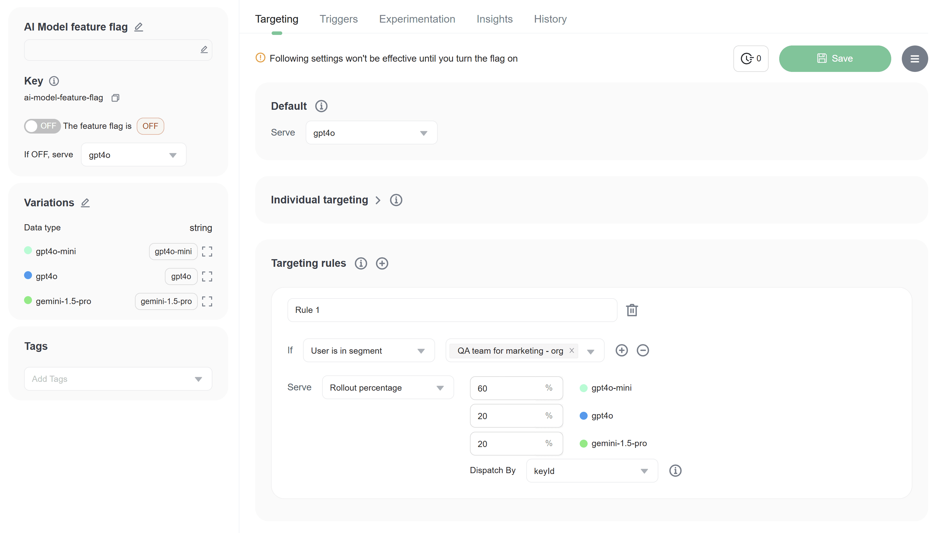 Copying feature flags and their settings to the target environment