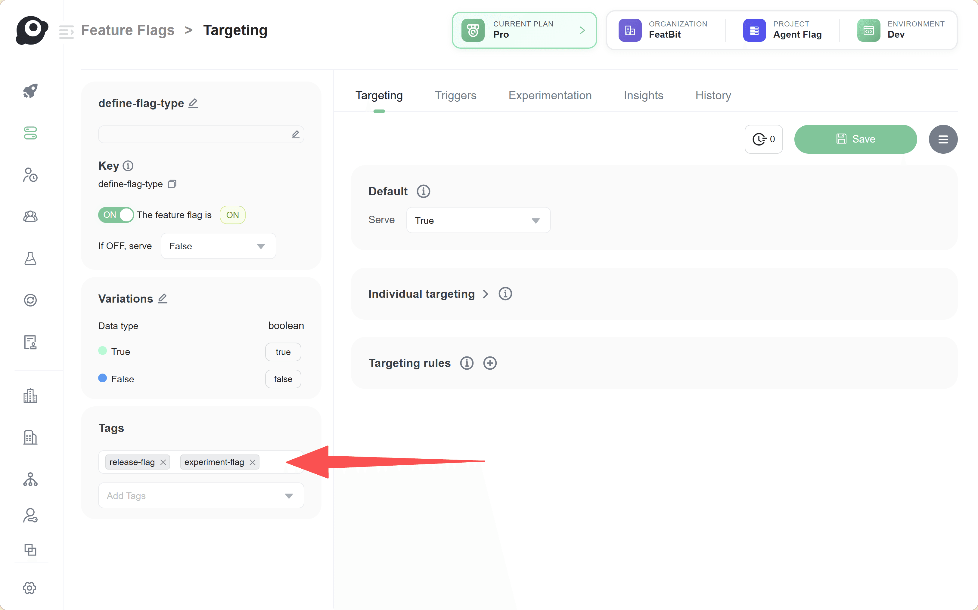 Add lifecycle tags to a feature flag