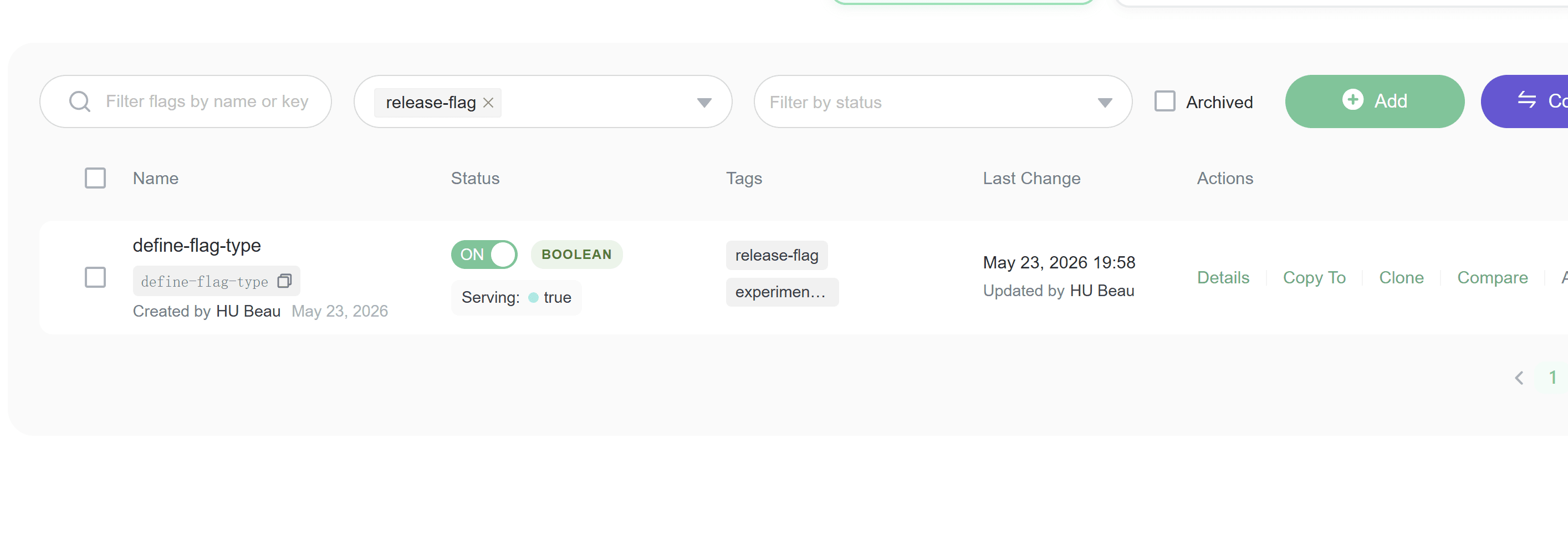 Filter feature flags by tag